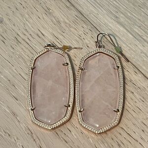 Kendra Scott Rose Quartz Stone Earrings with Rose Gold Accents